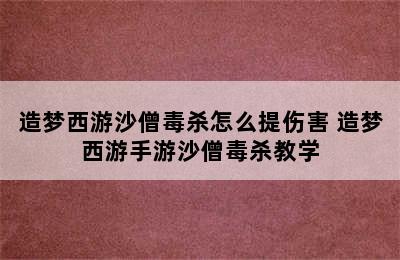 造梦西游沙僧毒杀怎么提伤害 造梦西游手游沙僧毒杀教学